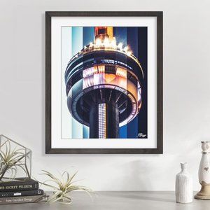 New stylized CN Tower Toronto orange geometric wall art